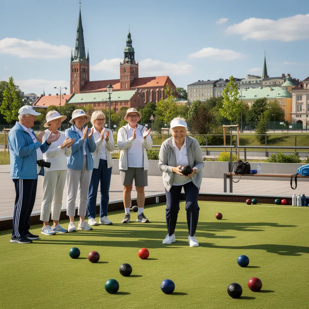Datoru ekrāns ar tiešsaistes treniņu plānu, kas vērsts uz aktīvu novecošanu.